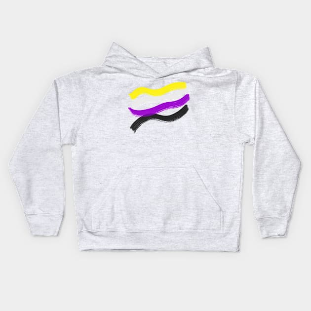 Pride Paint Non-binary Kids Hoodie by FilthyAnimals